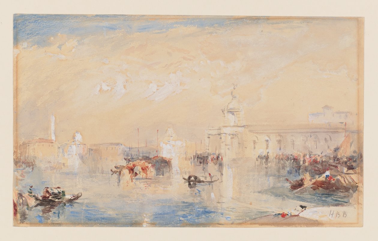 Paisaje según "La Dogana, San Giorgio, Citella, desde la Escalinata de Europa" de Turner (acuarela, acuarela y lápiz sobre papel) de Hercules Brabazon Brabazon