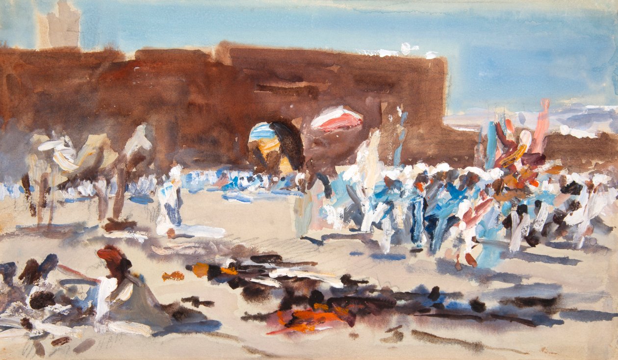 Mercado marroquí, fuera de las puertas (acuarela) de Hercules Brabazon Brabazon