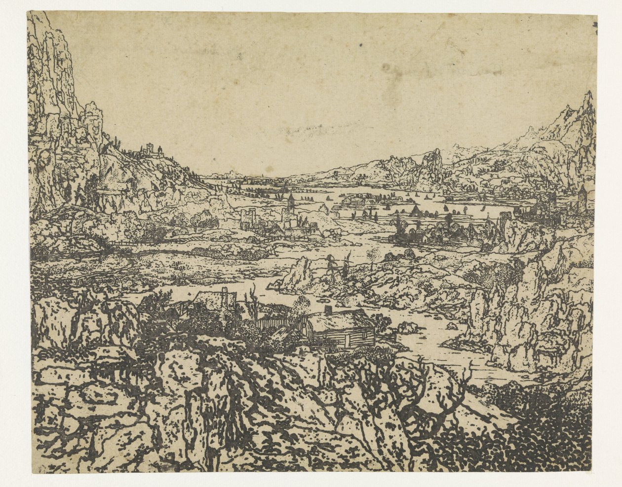 Valle de montaña con un río sinuoso de Hercules Segers