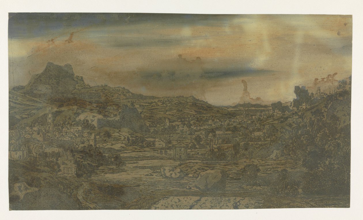 Valle con un río y un pueblo con cuatro torres de Hercules Segers