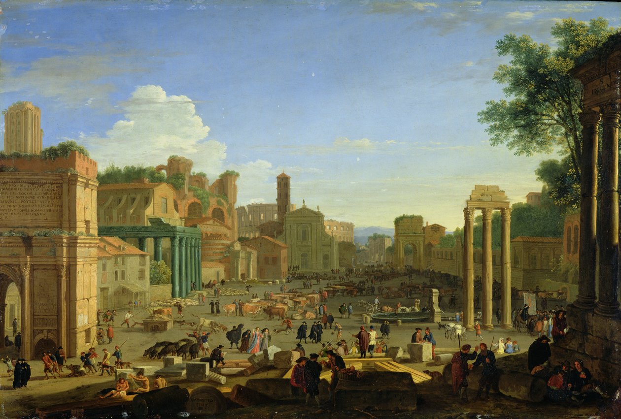 Vista del Campo Vaccino en Roma, c.1631 de Herman van Swanevelt