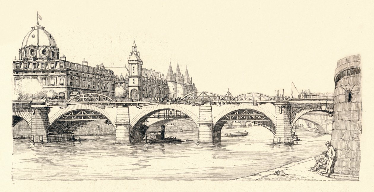 Trabajos en el antiguo Pont Notre-Dame, 1913-1915 de Herman Armour Webster