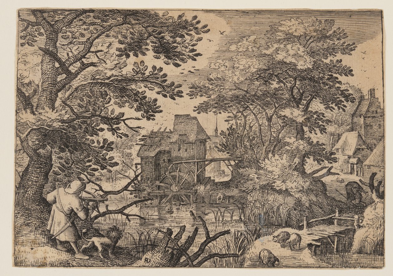 Paisaje fluvial con un deportista de Herman Duning