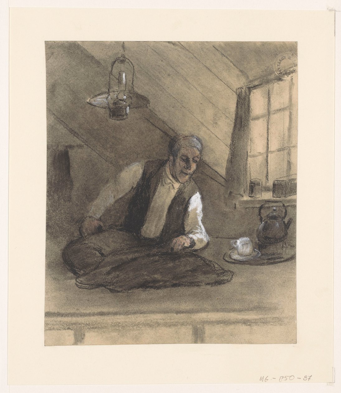 Sastre en el trabajo en un ático de Herman Heijenbrock (possibly)