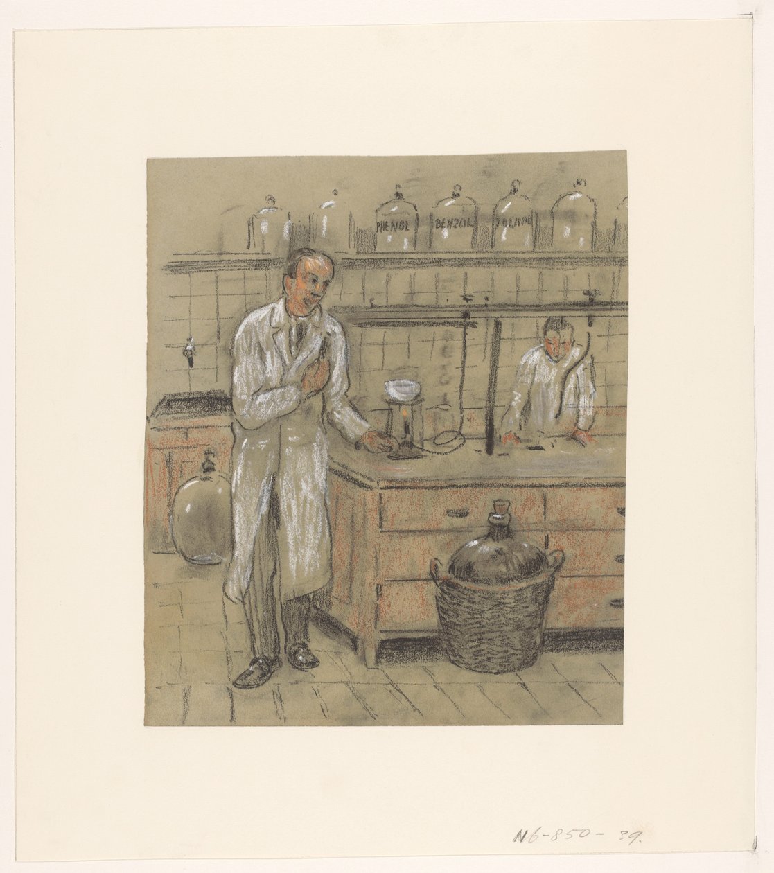 Dos hombres en un laboratorio. de Herman Heijenbrock (possibly)