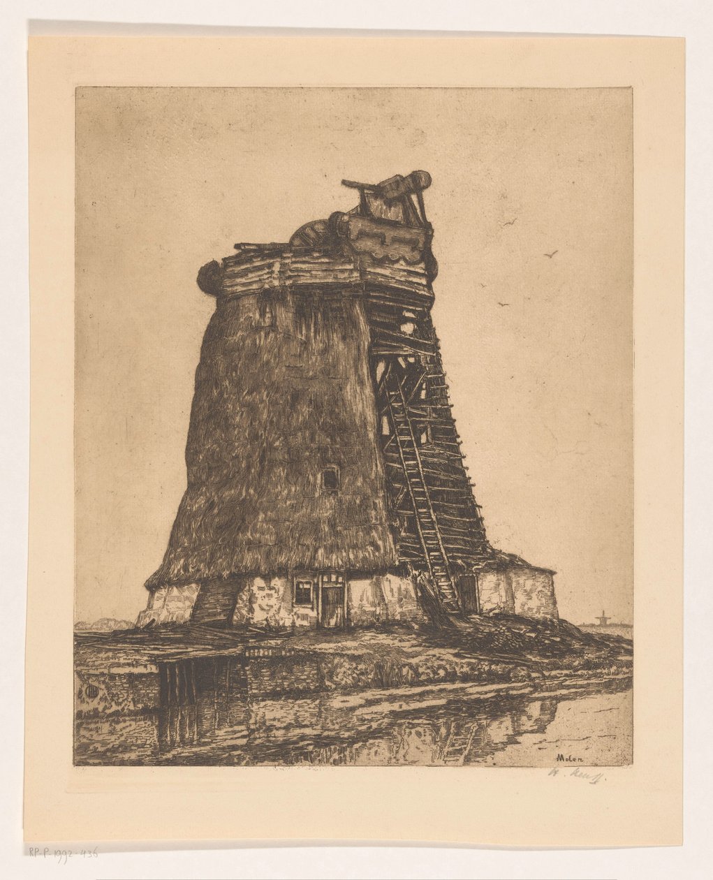 Molen (título en el objeto) de Herman Heuff (signed by artist)