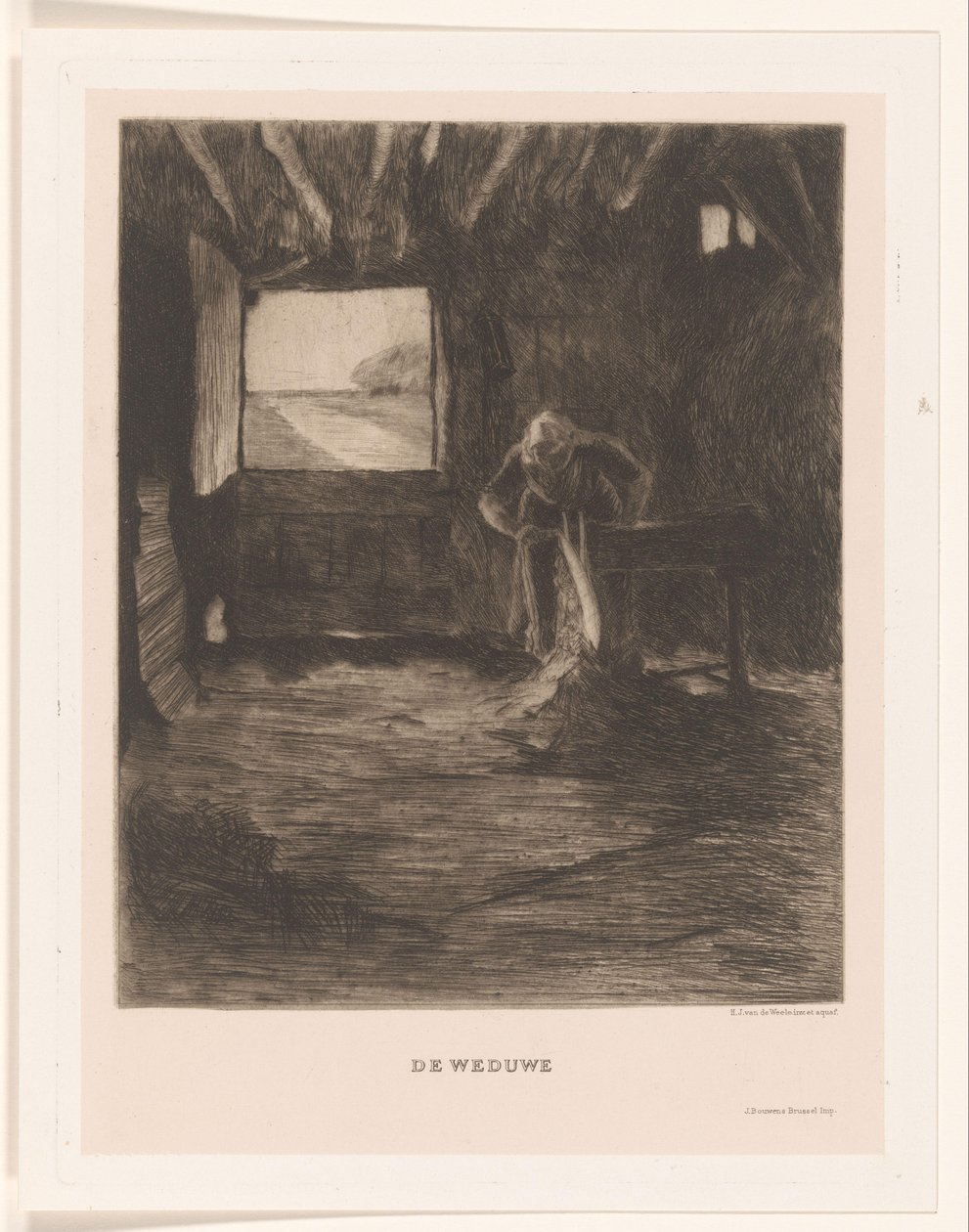 mujer en un granero La viuda (título sobre el objeto) de Herman Johannes van der Weele