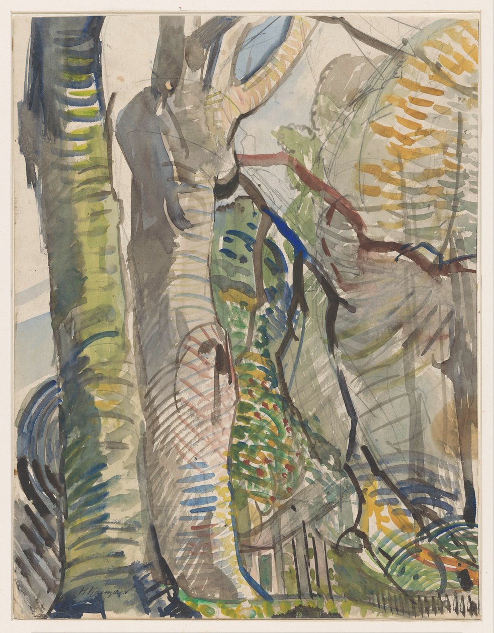 Paisaje forestal de Herman Kruyder (signed by artist)