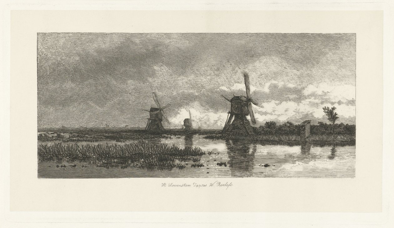paisaje con molinos de viento de Herman Löwenstam