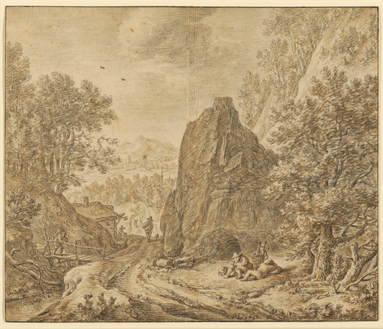 Paisaje montañoso con figuras de Herman Saftleven the Younger