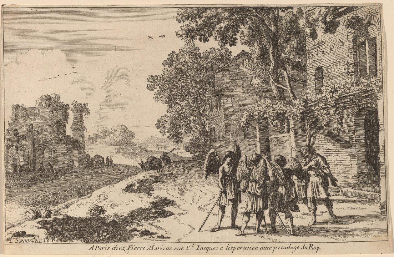 Abraham y los Tres Ángeles de Herman van Swanevelt