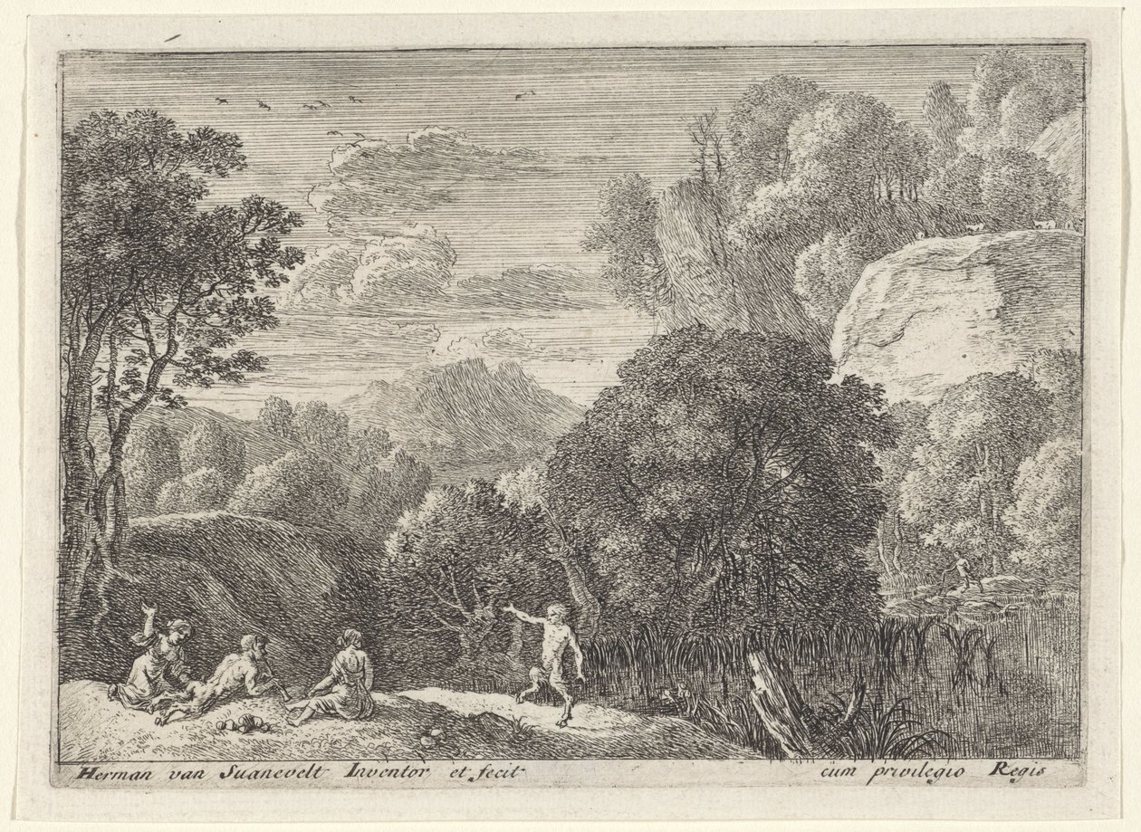 sátiro bailando Paisajes con sátiros (título de serie) de Herman van Swanevelt