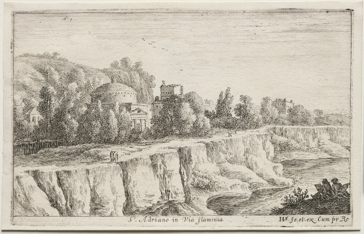 Diverse Views in and around Rome:  St. Adriano in Via Flaminia de Herman van Swanevelt