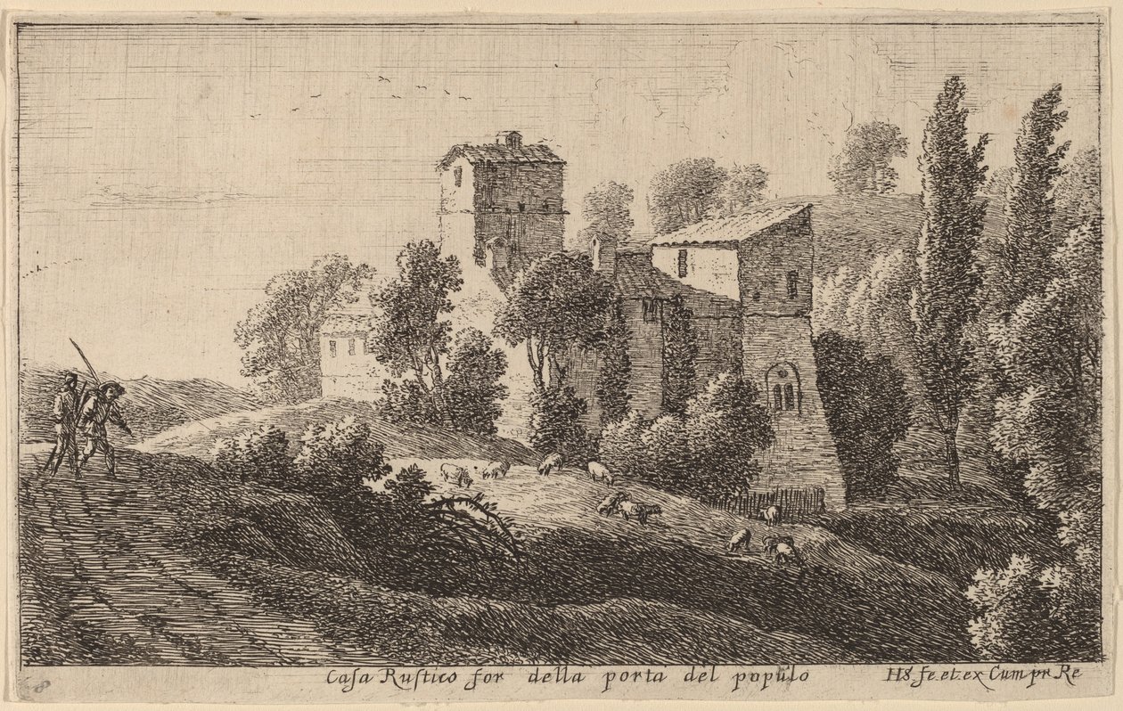 Granja más allá de la Porta del Popolo de Herman van Swanevelt