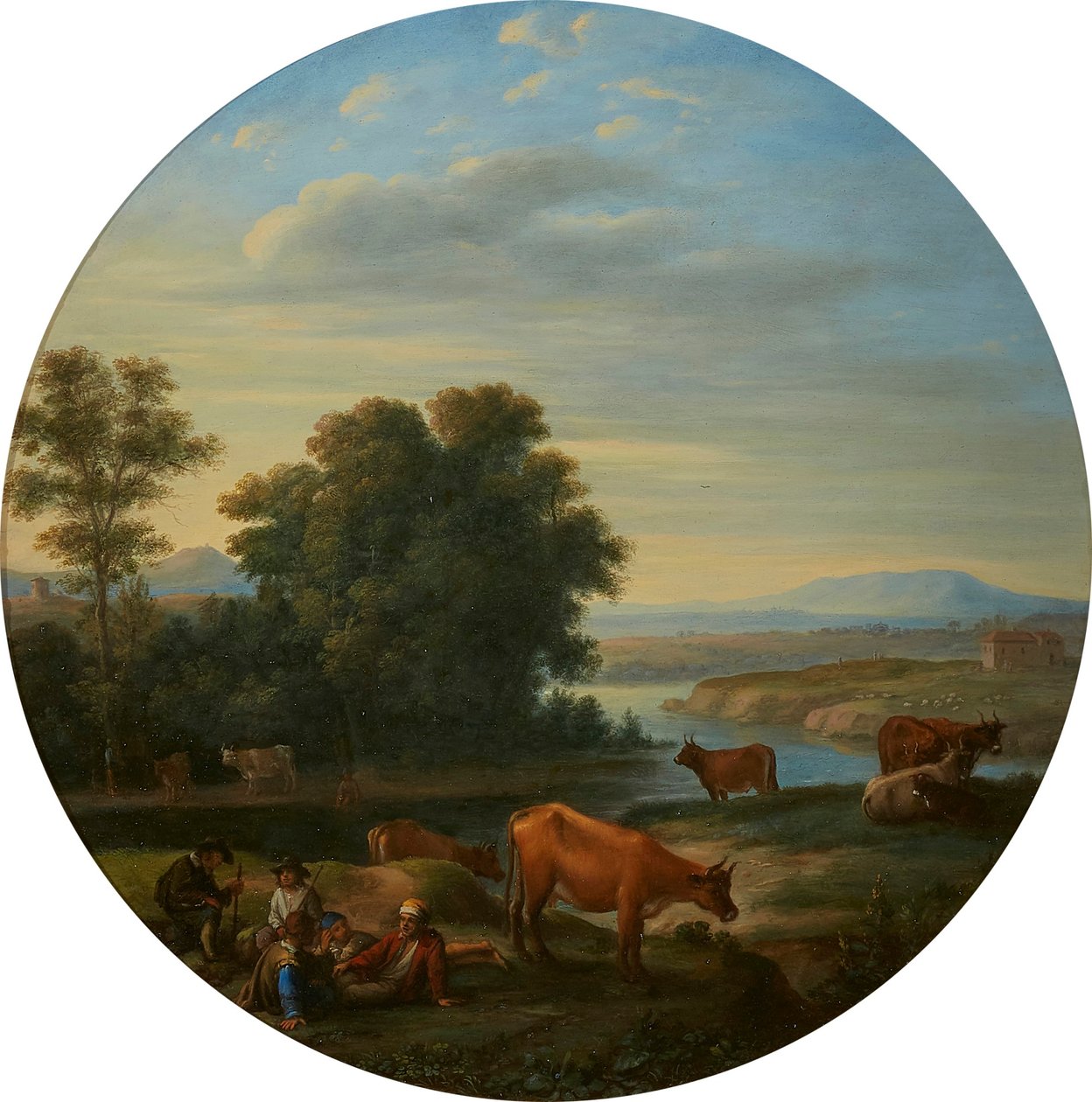 Paisaje fluvial a la italiana con vacas de Herman van Swanevelt