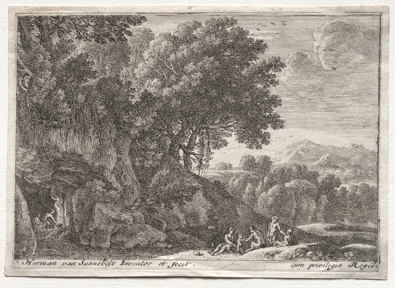 paisaje con sátiros de Herman van Swanevelt