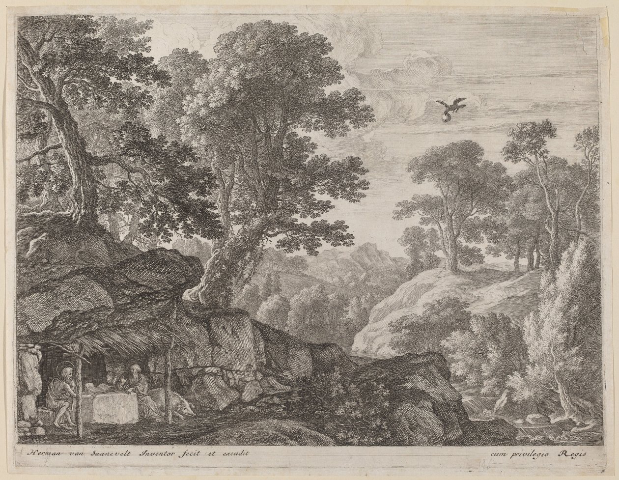 San Pablo y San Antonio en la entrada de la cueva de Herman van Swanevelt