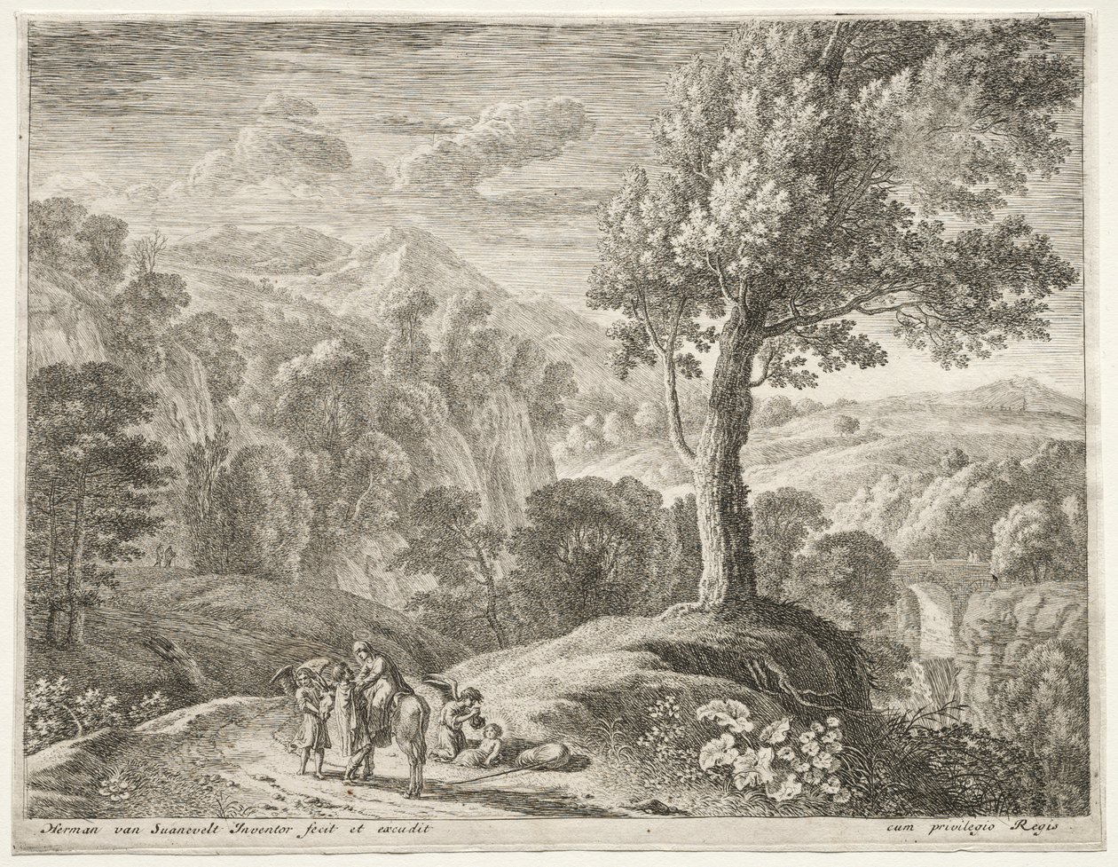 La Huida a Egipto: El Gran Árbol y la Cascada de Herman van Swanevelt