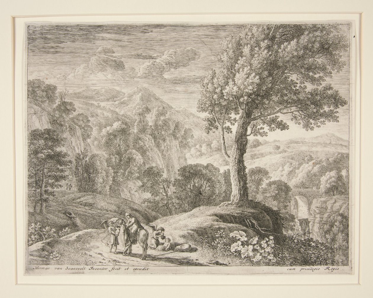 El Gran Árbol y la Cueva, del set La Huida a Egipto de Herman van Swanevelt
