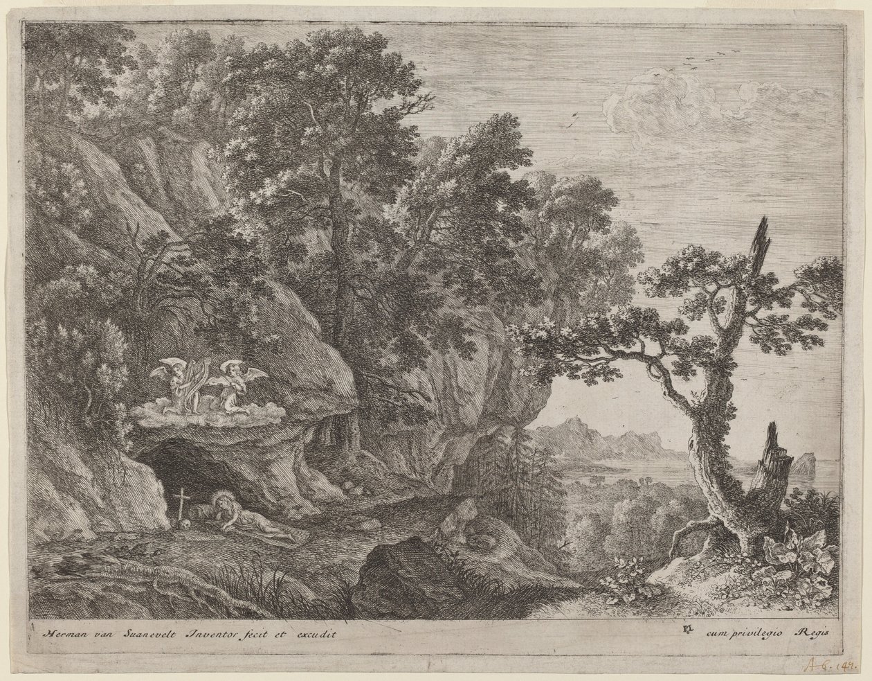 La Magdalena arrepentida en un paisaje de Herman van Swanevelt