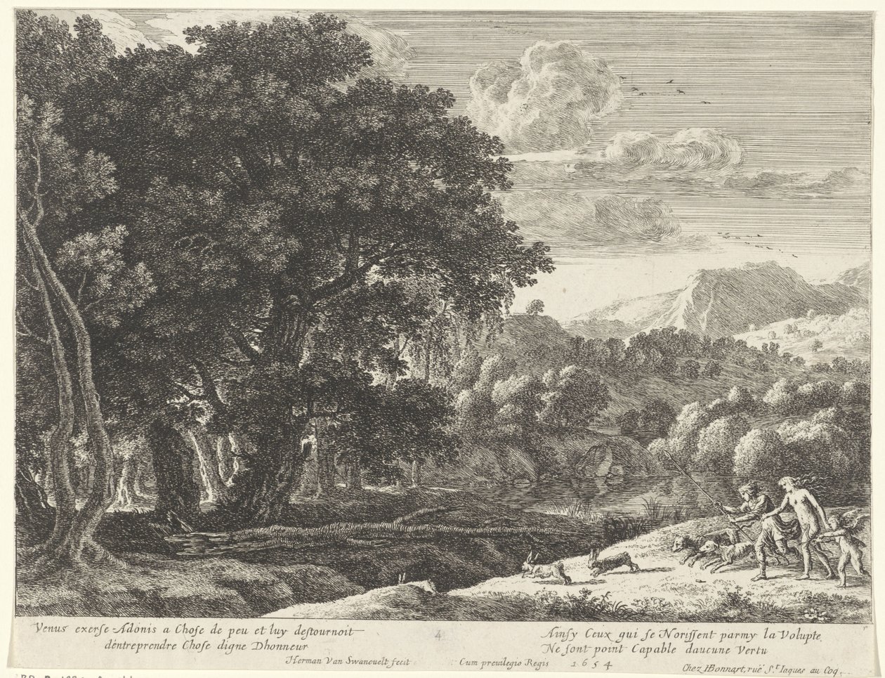 Venus y Adonis a la caza Historia de Adonis (título de la serie) de Herman van Swanevelt