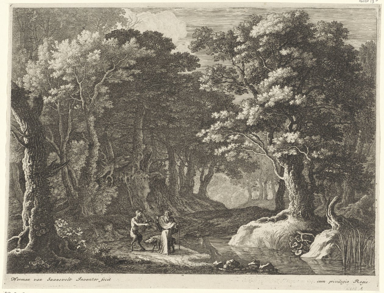 Tentación de San Antonio el Grande Paisajes con Santos Penitentes (título de la serie) de Herman van Swanevelt