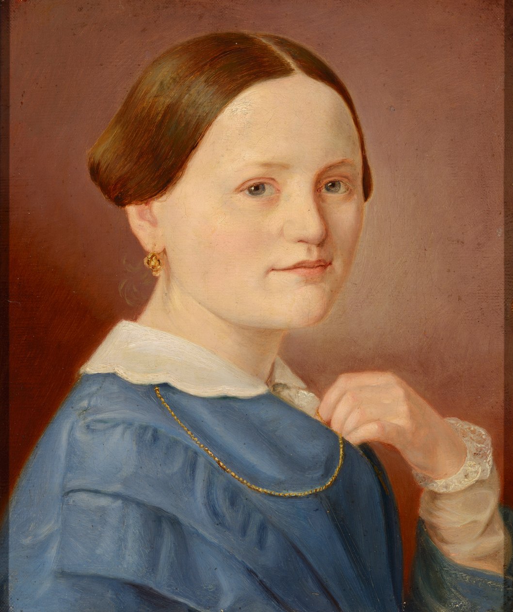 Retrato de una dama con un collar y un vestido claro de Hermann Eduard Hartmann