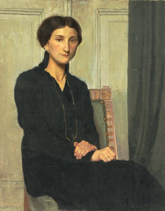 Joven dama en vestido negro de Hermann Lange