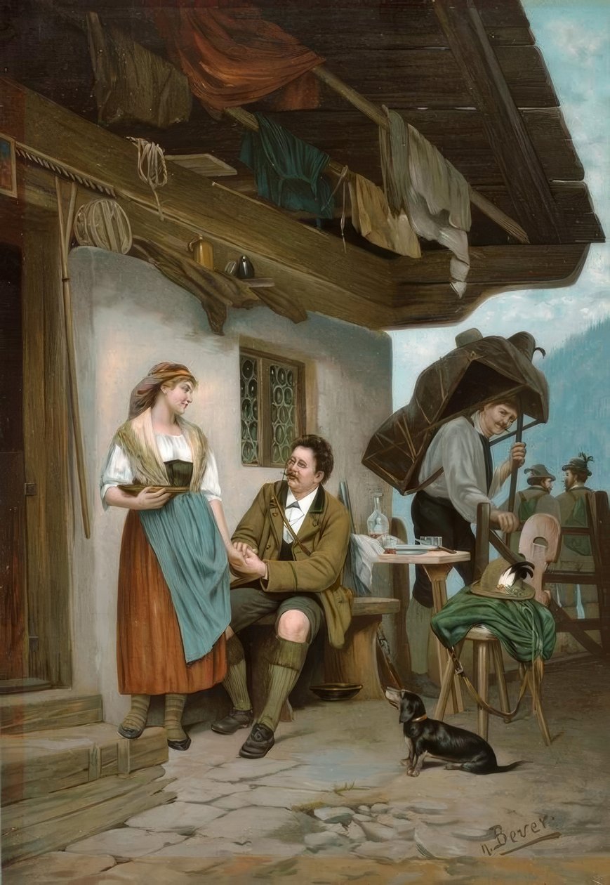 Veraneantes en el alpino de Hermann Bever