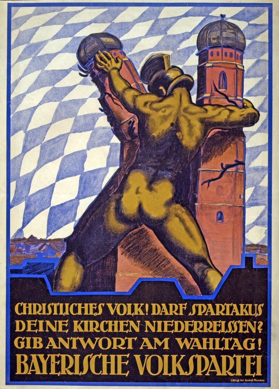 Cartel de la campaña electoral del Partido Popular de Baviera (litografía en color) de Hermann Keimel