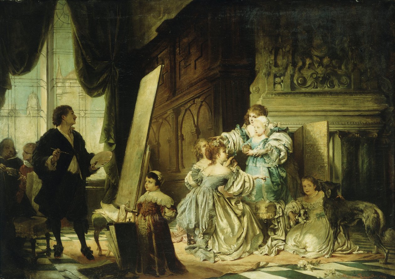 Van Dyck en su Estudio Pintando un Retrato de Carlos, Príncipe de Gales, Hijo de Carlos I de Hermann Schneider