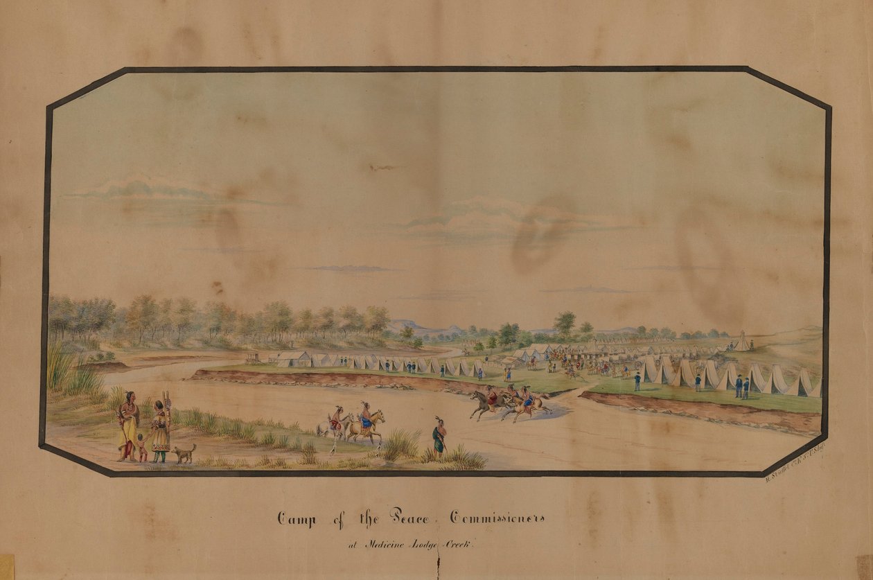 Campamento de los Comisionados de Paz en Medicine Lodge Creek de Hermann Stieffel