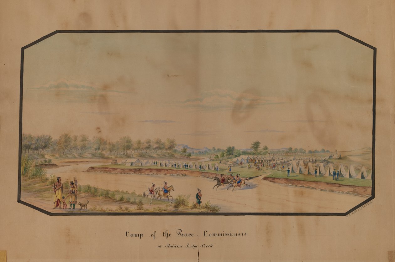 Campamento de los comisionados de paz en Medicine Lodge Creek, 1867 de Hermann Stieffel