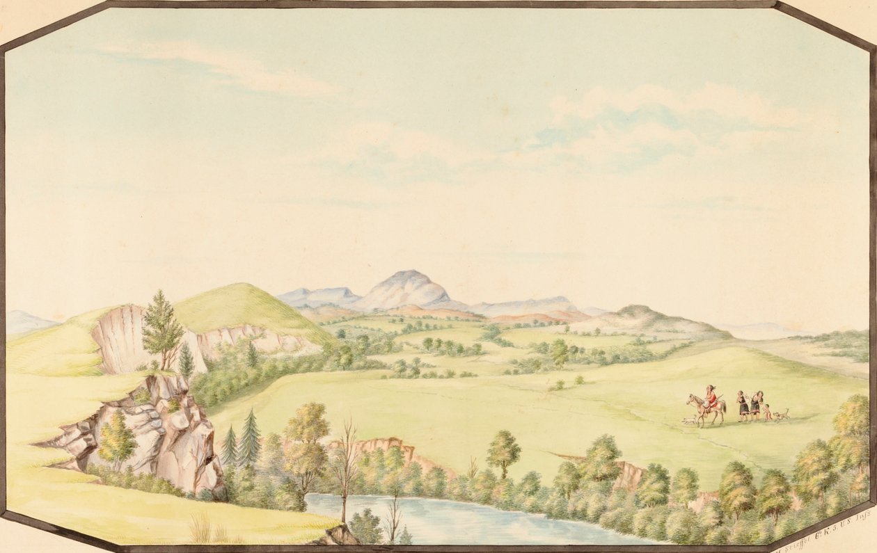 Las montañas Wichita desde Medicine Bluff, Territorio Indio, 1867 de Hermann Stieffel