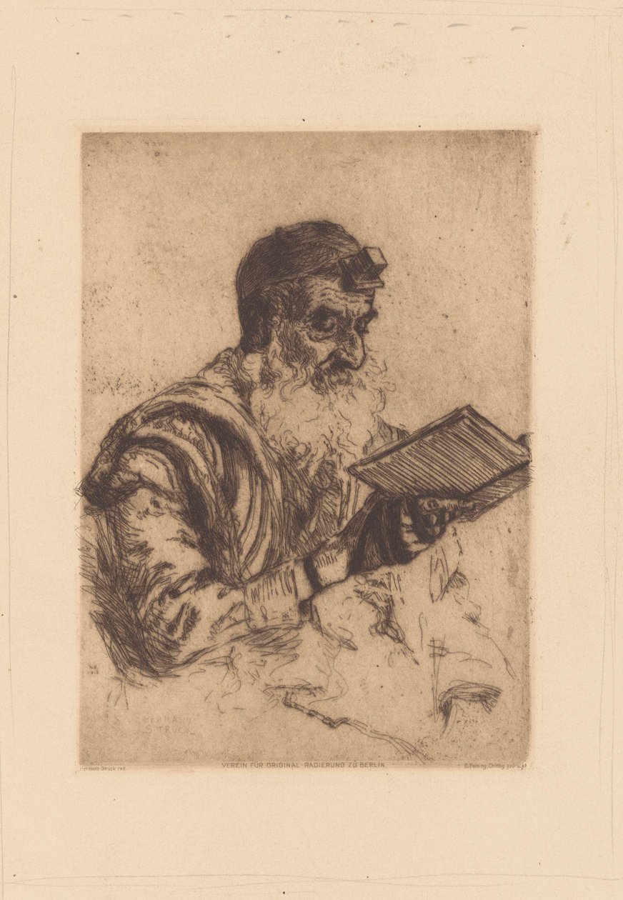 Orando hombre judío de Hermann Struck (signed by artist)