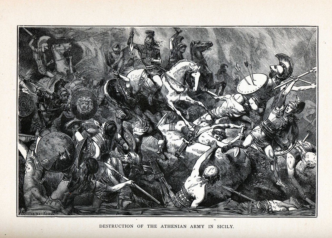 Destrucción del ejército ateniense en Sicilia, 1882 de Hermann Vogel