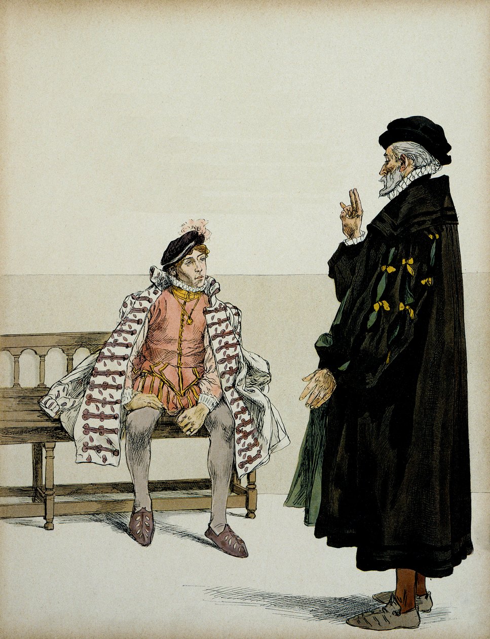 Enrique IV (1553-1610) ante su profesor La Gaucherie. Ilustración de Hermann Vogel (1856-1918) en “Henri IV” de Hermann Vogel