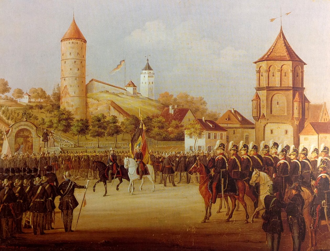 Hermann Volz Desfile de la milicia de Biberach en Riedlinger Tor en 1849 de Hermann Volz