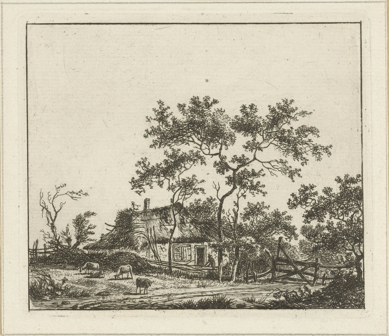 paisaje con granja Seis paisajes (título sobre objeto) de Hermanus Fock