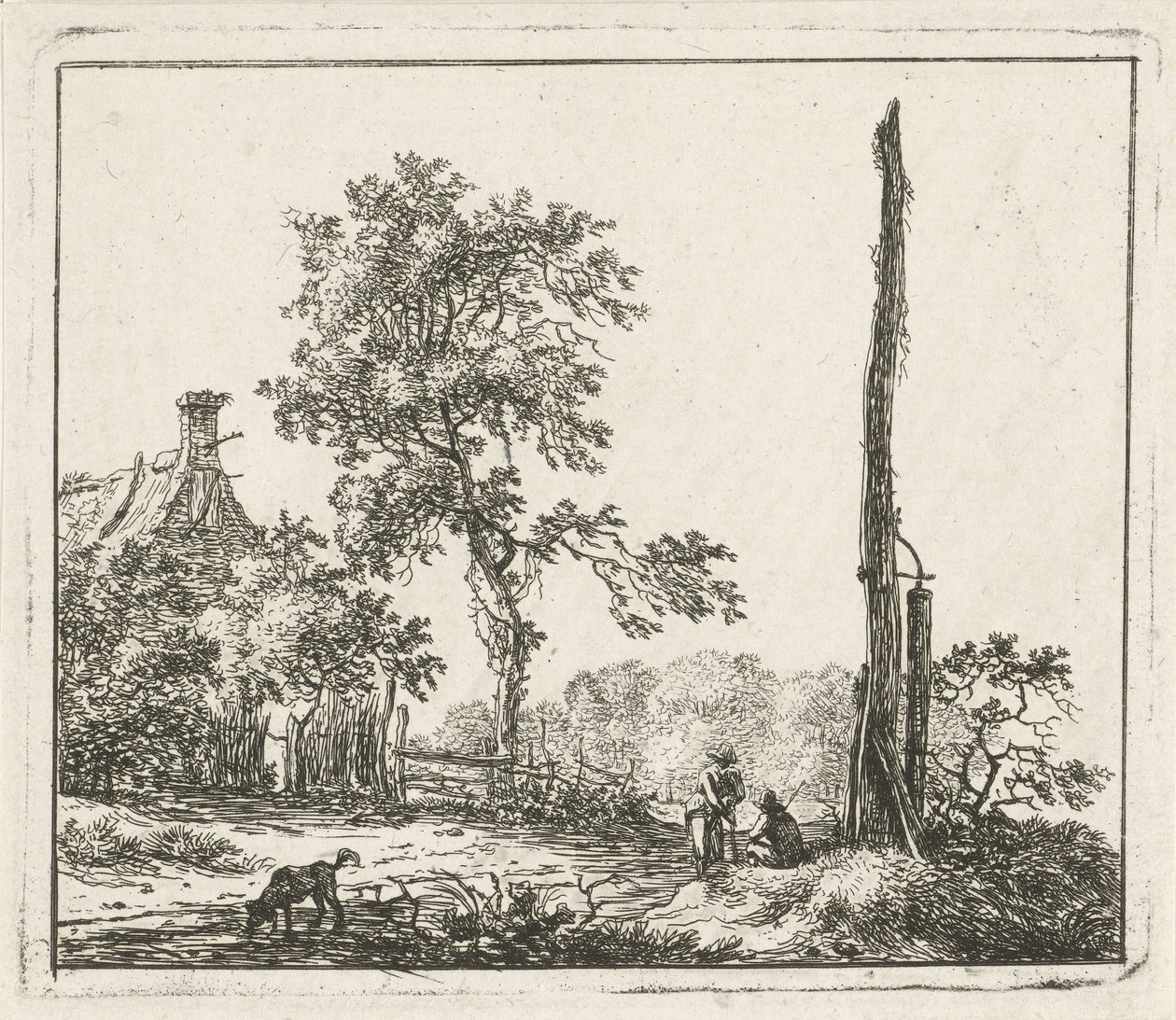 Paisaje con poste alto Seis paisajes (título de la serie) de Hermanus Fock