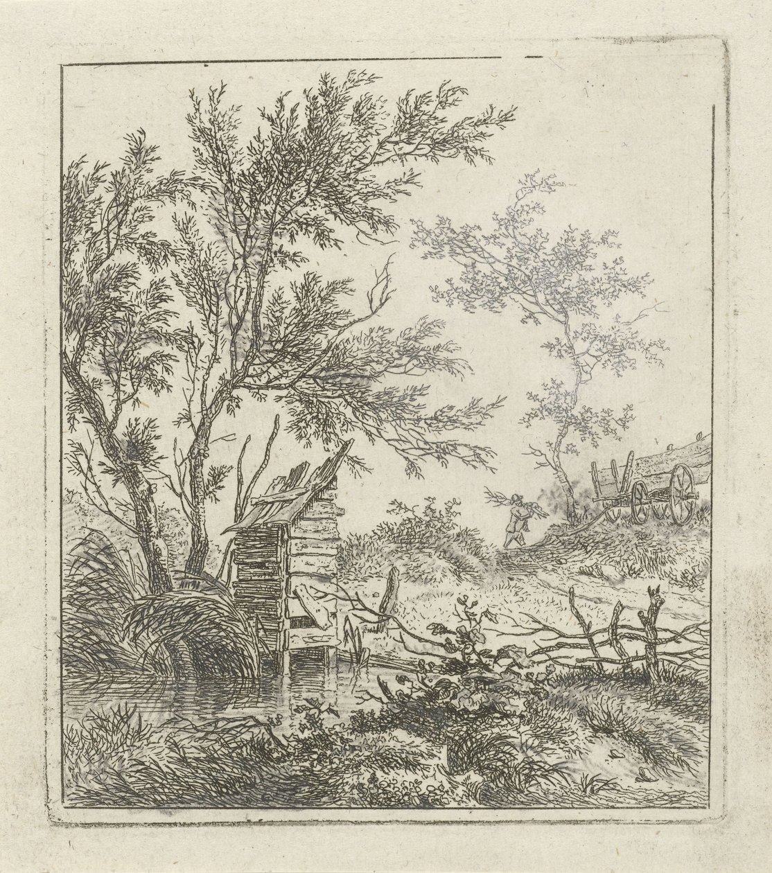 Paisaje con recogedor de madera de Hermanus Fock