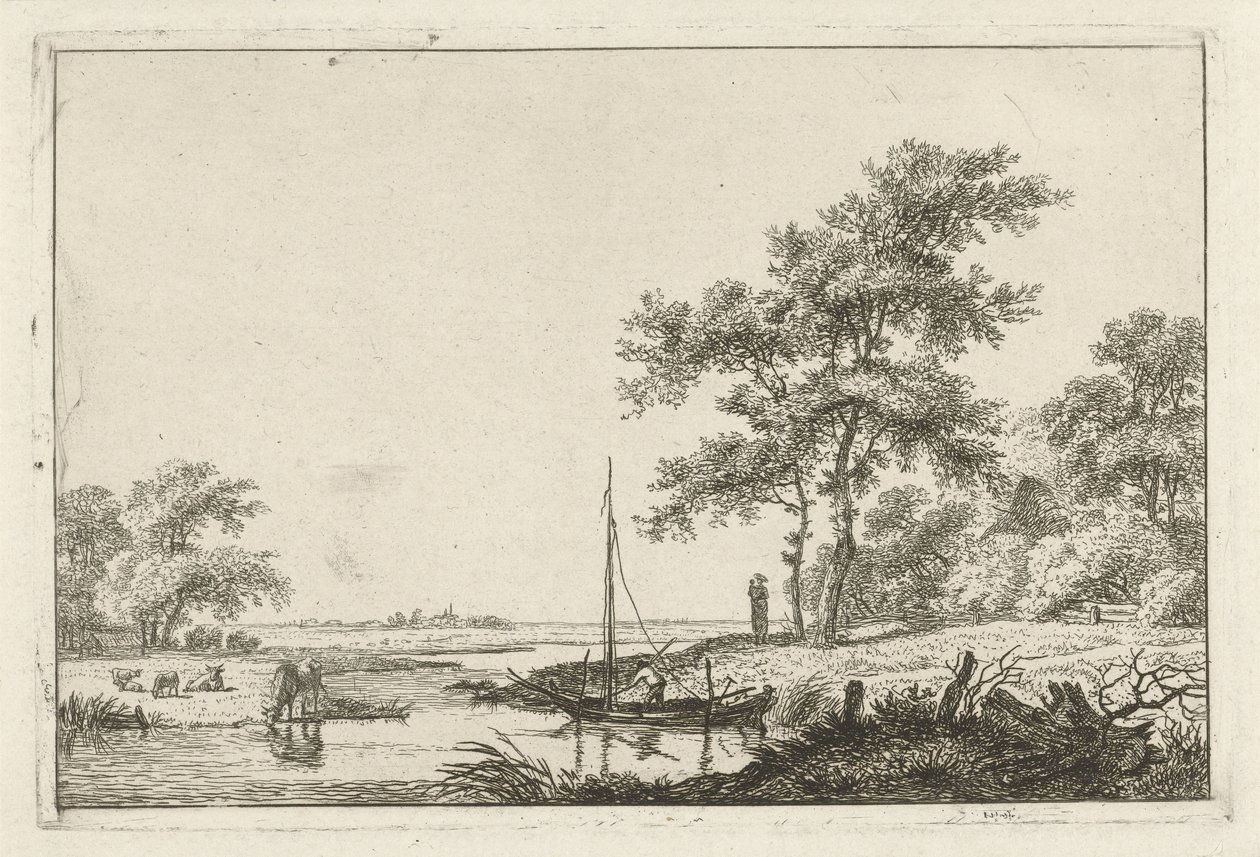 paisaje con barco de Hermanus Fock