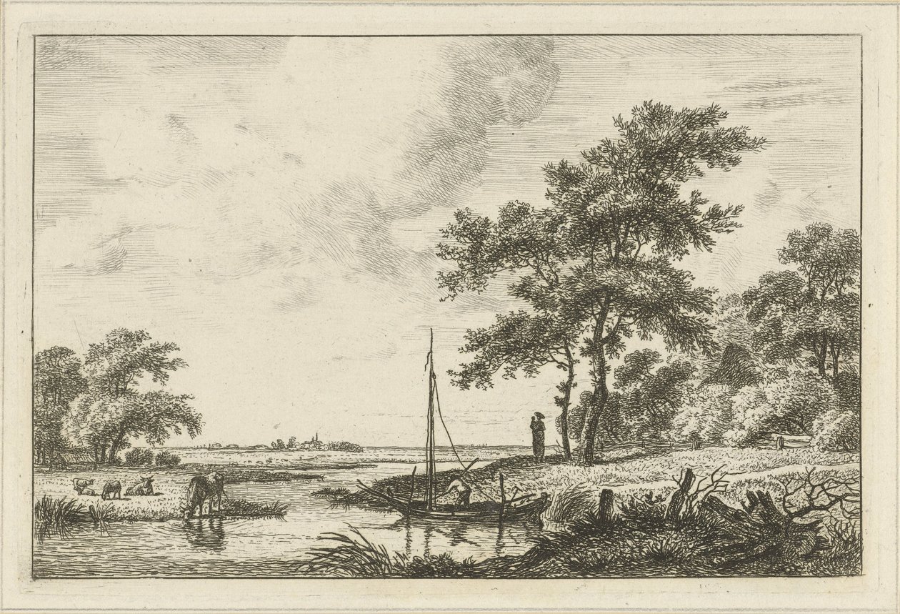paisaje con barco de Hermanus Fock