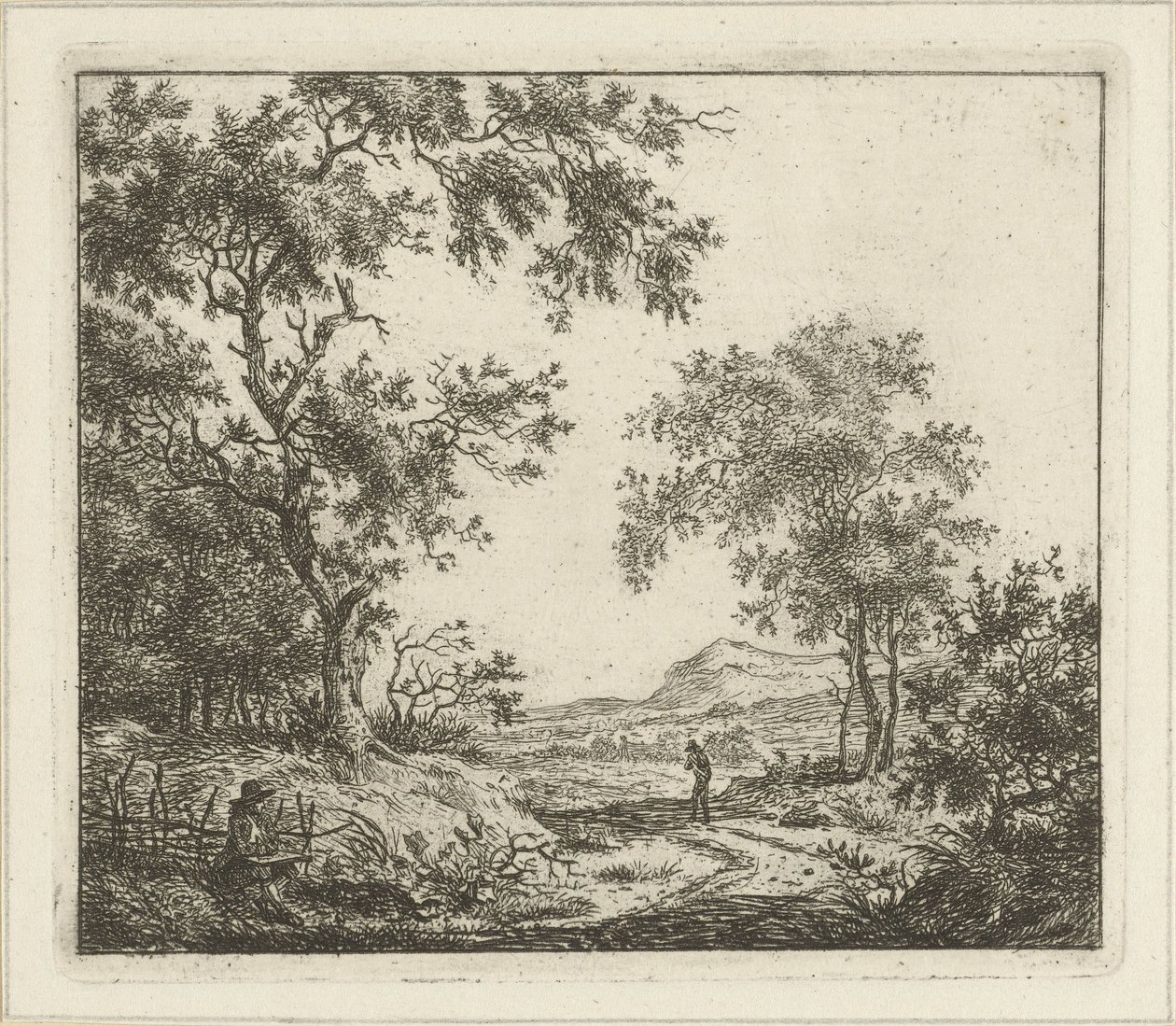 Paisaje con dibujante y excursionista. Seis paisajes (título de la serie) de Hermanus Fock
