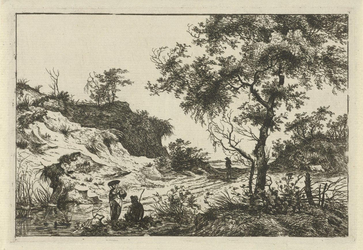 paisaje con mujer con sombrero de Hermanus Fock