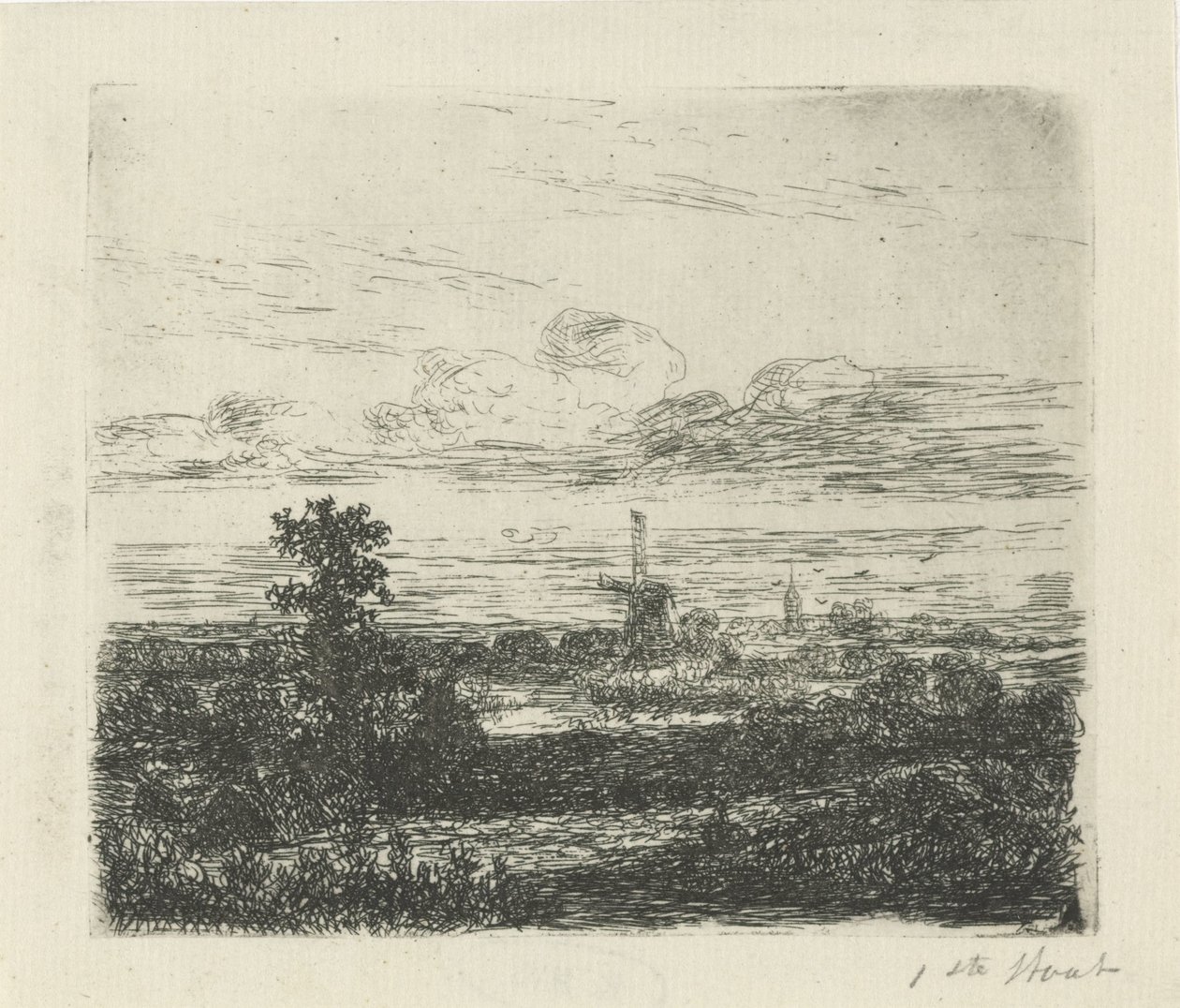 paisaje con un molino de Hermanus Jan Hendrik van Rijkelijkhuysen