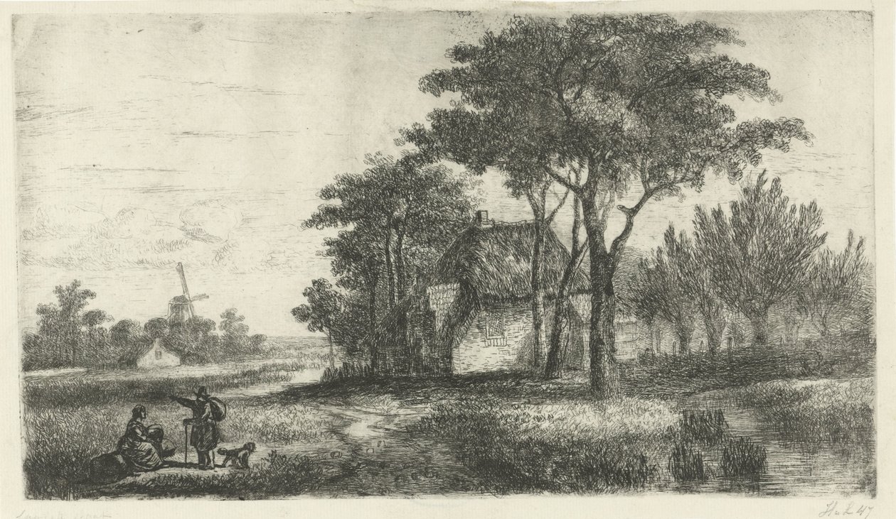 Paisaje con un caminante de Hermanus Jan Hendrik van Rijkelijkhuysen