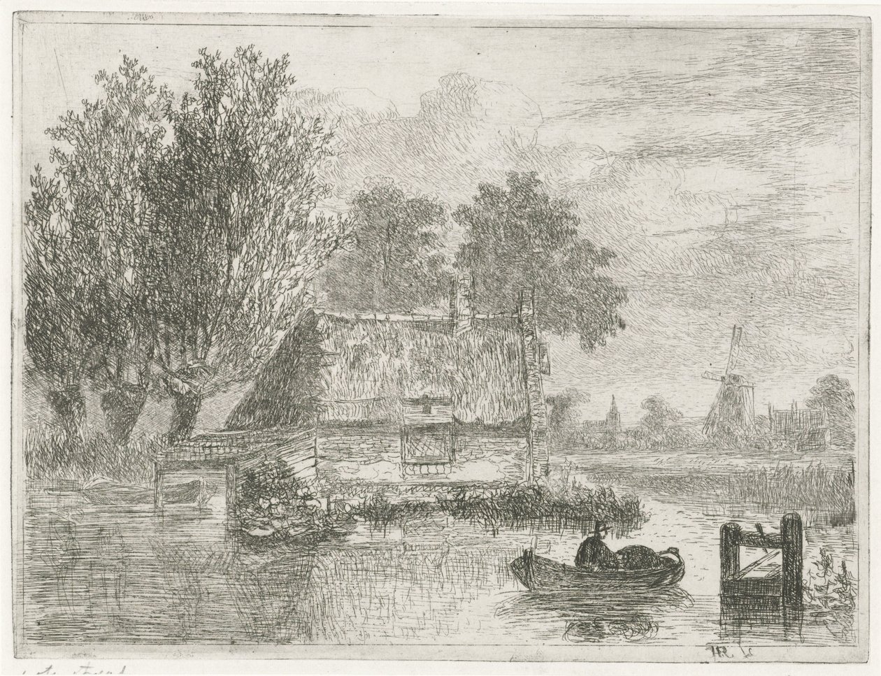 Hombre con un barril en un bote de Hermanus Jan Hendrik van Rijkelijkhuysen