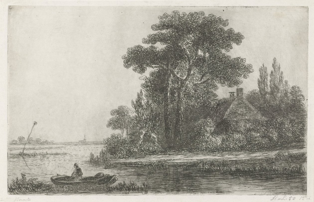 paisaje de río con faro de Hermanus Jan Hendrik van Rijkelijkhuysen