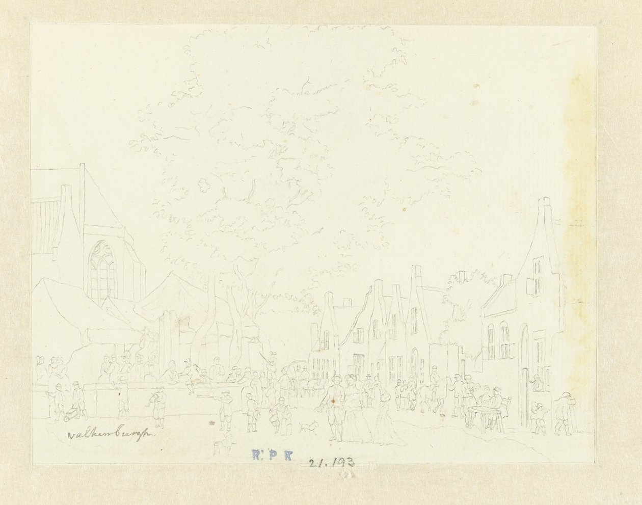 Mercado en el pueblo de Valkenburg de Hermanus Petrus Schouten